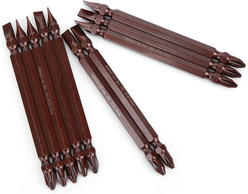 Wal front 10PCs Double Ended Screwdriver Bit Hardware Accessory Hand Tool Magnetic H6.3 x 100MM(Double Ended H6.3 x 100 x PH2/SL6) - Image 5