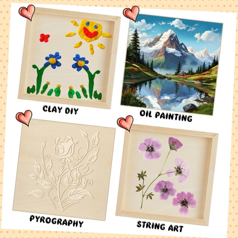ARS 12 Pcs Wood Panels for Painting, 8'' x 8'' Unfinished Wood Canvas Boards, Cradled Artist Panels for Acrylic, Oils, Pouring Art, DIY Crafts, Wood for Painting Projects - Image 2