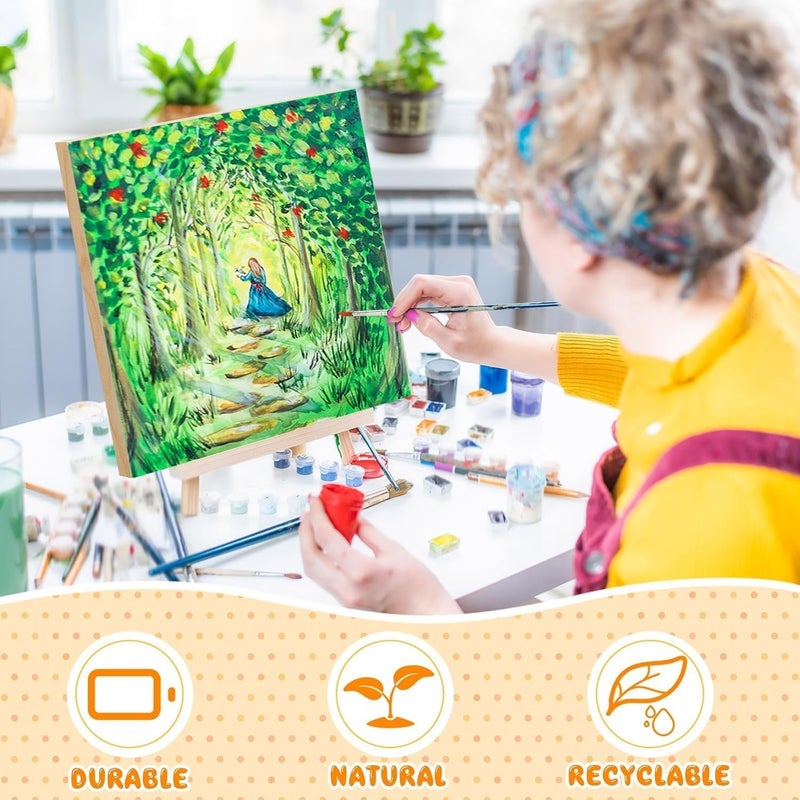 ARS 12 Pcs Wood Panels for Painting, 8'' x 8'' Unfinished Wood Canvas Boards, Cradled Artist Panels for Acrylic, Oils, Pouring Art, DIY Crafts, Wood for Painting Projects - Image 4