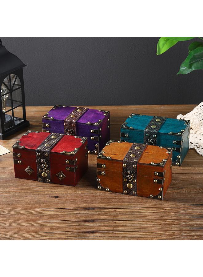 Bluejw Vintage Old-fashioned Storage Box With Lock Film And Television Shooting Props Box Text Play Collection Storage Box Secret Room Search Card Small Wooden Box - Image 2