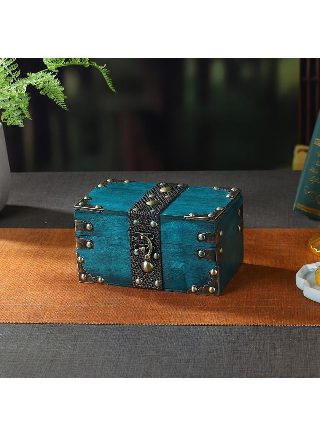 Bluejw Vintage Old-fashioned Storage Box With Lock Film And Television Shooting Props Box Text Play Collection Storage Box Secret Room Search Card Small Wooden Box - Image 5