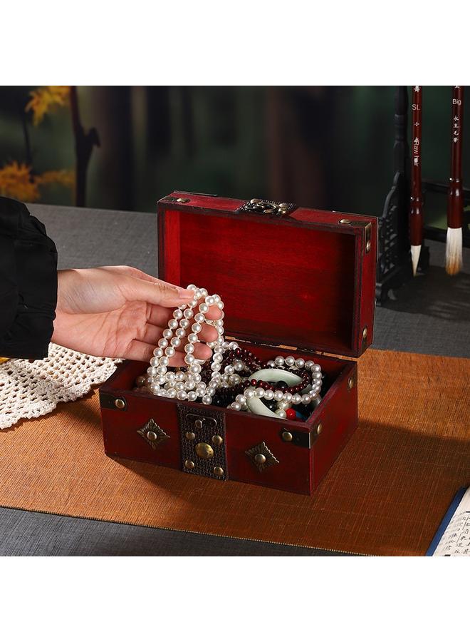 Bluejw Vintage Old-fashioned Storage Box With Lock Film And Television Shooting Props Box Text Play Collection Storage Box Secret Room Search Card Small Wooden Box - Image 4