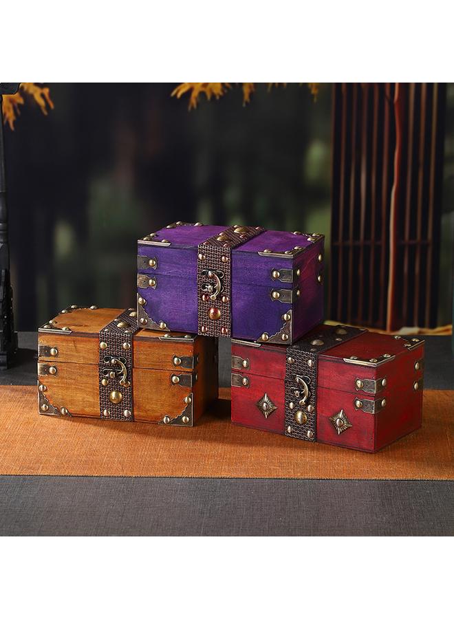 Bluejw Vintage Old-fashioned Storage Box With Lock Film And Television Shooting Props Box Text Play Collection Storage Box Secret Room Search Card Small Wooden Box - Image 3