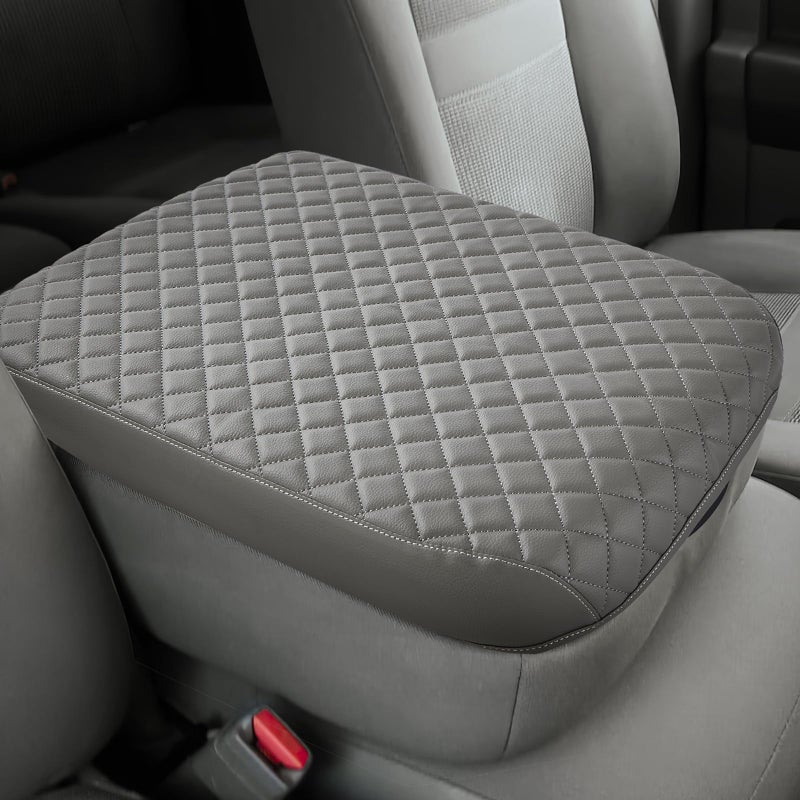JOYTUTUS Center Console Cover Compatible with 20022012 Ram 1500 2500 3500 Jump Seat Console Leather Arm Rest Armrest Cover for Car Durable Middle Console Cover Car Arm Rest Cover Replacement Gray - Image 2
