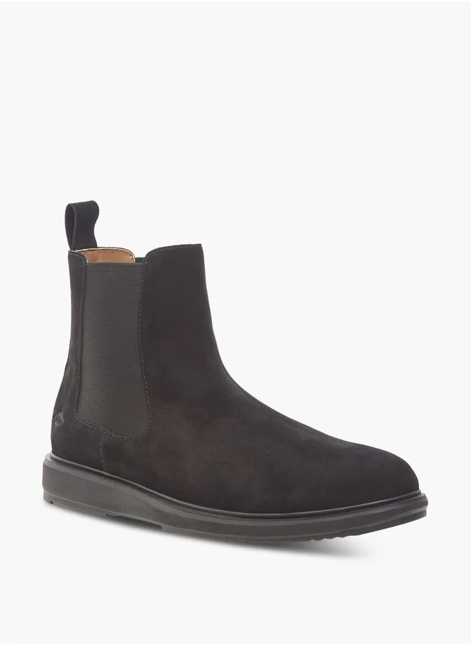 لي كوبر Men's Solid Slip-On Chelsea Boots with Pull Tab