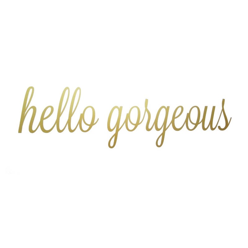 TOARTi TOARTi Hello Gorgeous Wall DecorPositive Mirror DecalsInspirational Lettering Wall StickerBeautiful Gold Hello Gorgeous Vinyl Wall Decal for Women Bedroom Bathroom Home Decor 