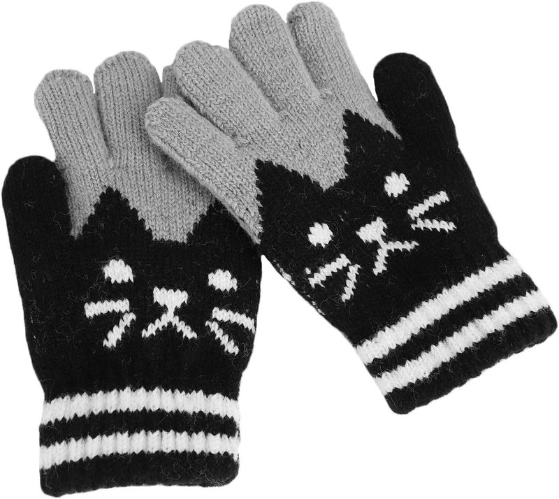 PURFUN Kids Cartoon Cat Full Finger Gloves Girls Boys Winter Thermal Skate Cycling Ski Knitted Gloves Mittens for 3-6 Yrs - Image 2