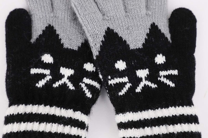 PURFUN Kids Cartoon Cat Full Finger Gloves Girls Boys Winter Thermal Skate Cycling Ski Knitted Gloves Mittens for 3-6 Yrs - Image 4