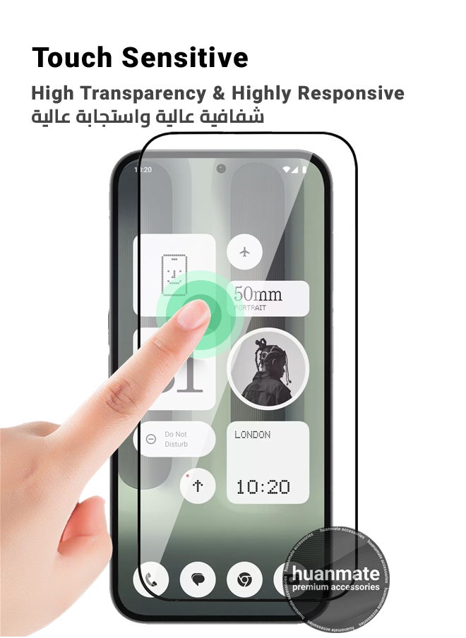 huanmate - 2 Pieces Nothing Phone (2a) Screen Protector – Premium Edge to Edge Tempered Glass, High Transparency, Delicate Touch, Anti-Explosion, Smooth Arc Edges, Easy Installation - Image 1