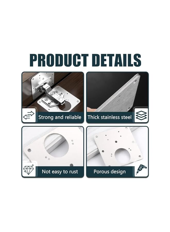 S-TOP Cabinet Hinge Repair Plate, 6 Pcs Stainless Steel Brackets, Kitchen Cupboard Door Plate For Furniture, Cupboard, Drawer, Window, - Image 4
