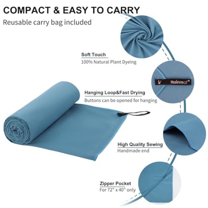 Microfiber Towel Perfect Travel and Gym and Camping Towel. Quick Dry - Super Absorbent - Ultra Compact - Lightweight. Suitable for Trip, Beach, Shower, Backpacking, Pool - Image 3