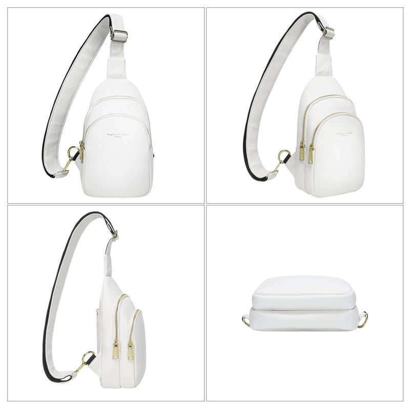 INICAT Crossbody Sling Bags Travel Cross Body Purses Faux Leather Fanny Packs Chest Bag for Women(White) - Image 5
