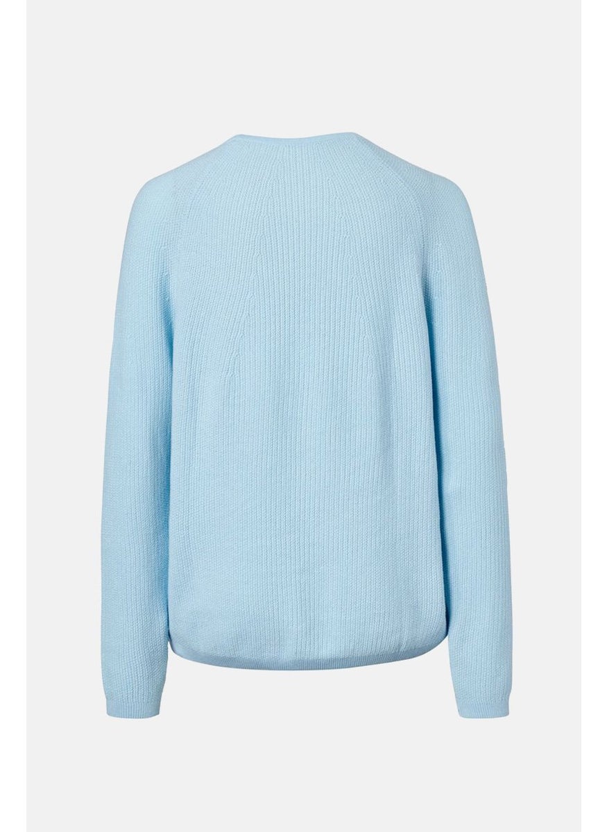 Tchibo Women Round Neck Knitted Long Sleeve Sweater, Light Blue  - Image 2