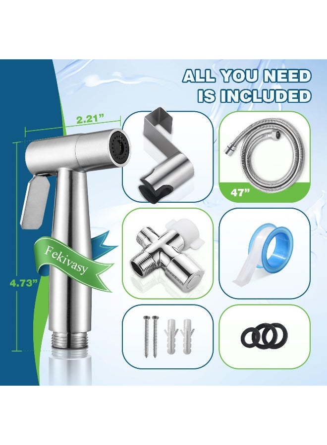 Fekivasy Handheld Bidet Sprayer for Toilet Muslim Shower Water Jet Spray for Toilet Bidet Faucet Cloth Diaper Sprayer for Baby Wash Adjustable Water Pressure with Bidet Hose for Feminine Wash - Image 3