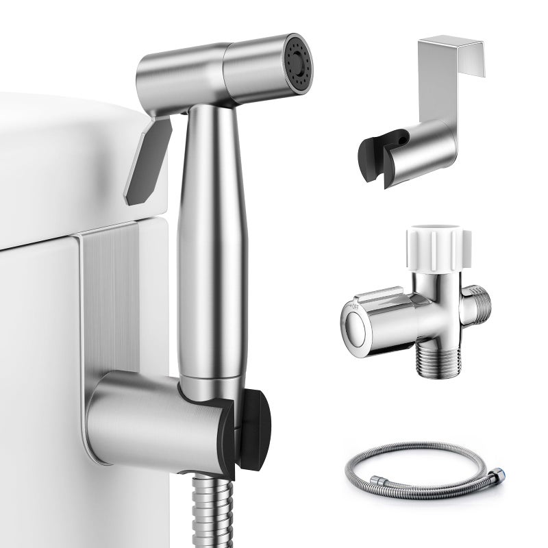 Fekivasy Handheld Bidet Sprayer for Toilet Muslim Shower Water Jet Spray for Toilet Bidet Faucet Cloth Diaper Sprayer for Baby Wash Adjustable Water Pressure with Bidet Hose for Feminine Wash - Image 1
