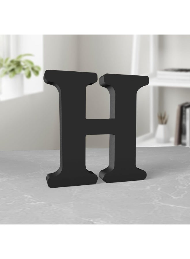 TPGP 6 Inch Black Wood Letters for Wall Decor - Unfinished Decorative Standing Letter Slices for Sign Board Decoration, Craft, Home Party Projects (H) - Image 1