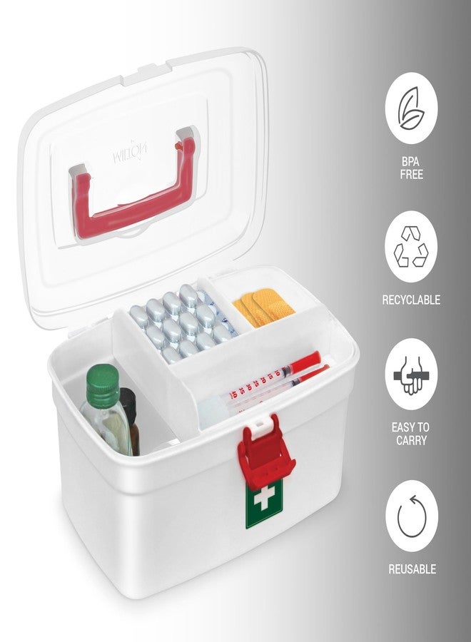 MILTON Medical Box, First Aid Empty Medicine Storage Box Organizer Family Emergency Kit Detachable Tray Easily Accessible with a Transparent Lockable Lid White - Set of 2 - Image 3