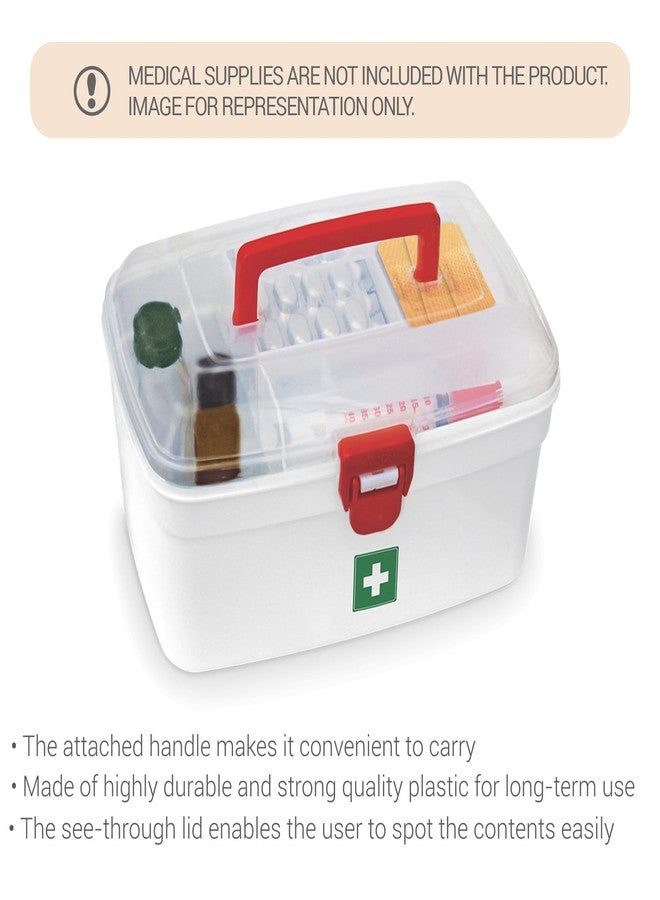 MILTON Medical Box, First Aid Empty Medicine Storage Box Organizer Family Emergency Kit Detachable Tray Easily Accessible with a Transparent Lockable Lid White - Set of 2 - Image 2
