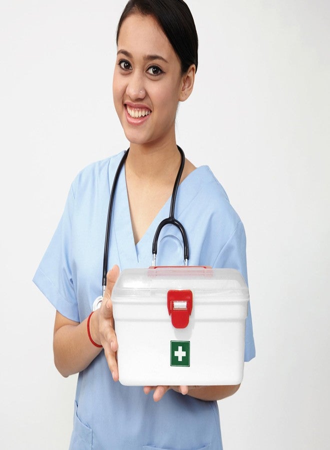 MILTON Medical Box, First Aid Empty Medicine Storage Box Organizer Family Emergency Kit Detachable Tray Easily Accessible with a Transparent Lockable Lid White - Set of 2 - Image 4
