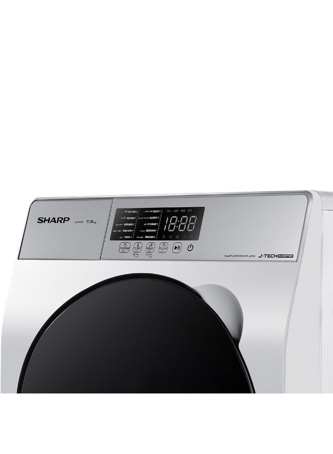 SHARP K-PRO Washing Machine Fully Automatic 7.5 Kg Inverter - ES-FE752KLE-W Silver - Image 2