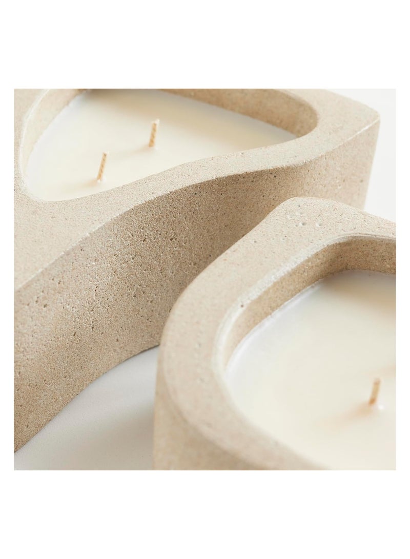 INNARA Sonder 3 Soy Wax Concrete Candle Set, 550g - Deep Fig & Tuberose Scents, Phthalate-Free Oil, Made From Recycled Materials, Reusable Container, Clean Cotton Wicks, 75 Hours Burn Time, Beige  - Image 2