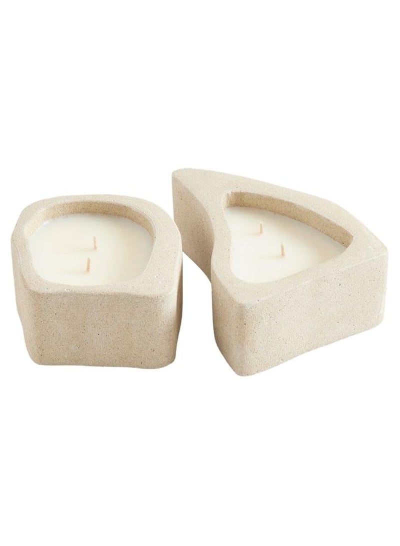 INNARA Sonder 3 Soy Wax Concrete Candle Set, 550g - Deep Fig & Tuberose Scents, Phthalate-Free Oil, Made From Recycled Materials, Reusable Container, Clean Cotton Wicks, 75 Hours Burn Time, Beige  - Image 1