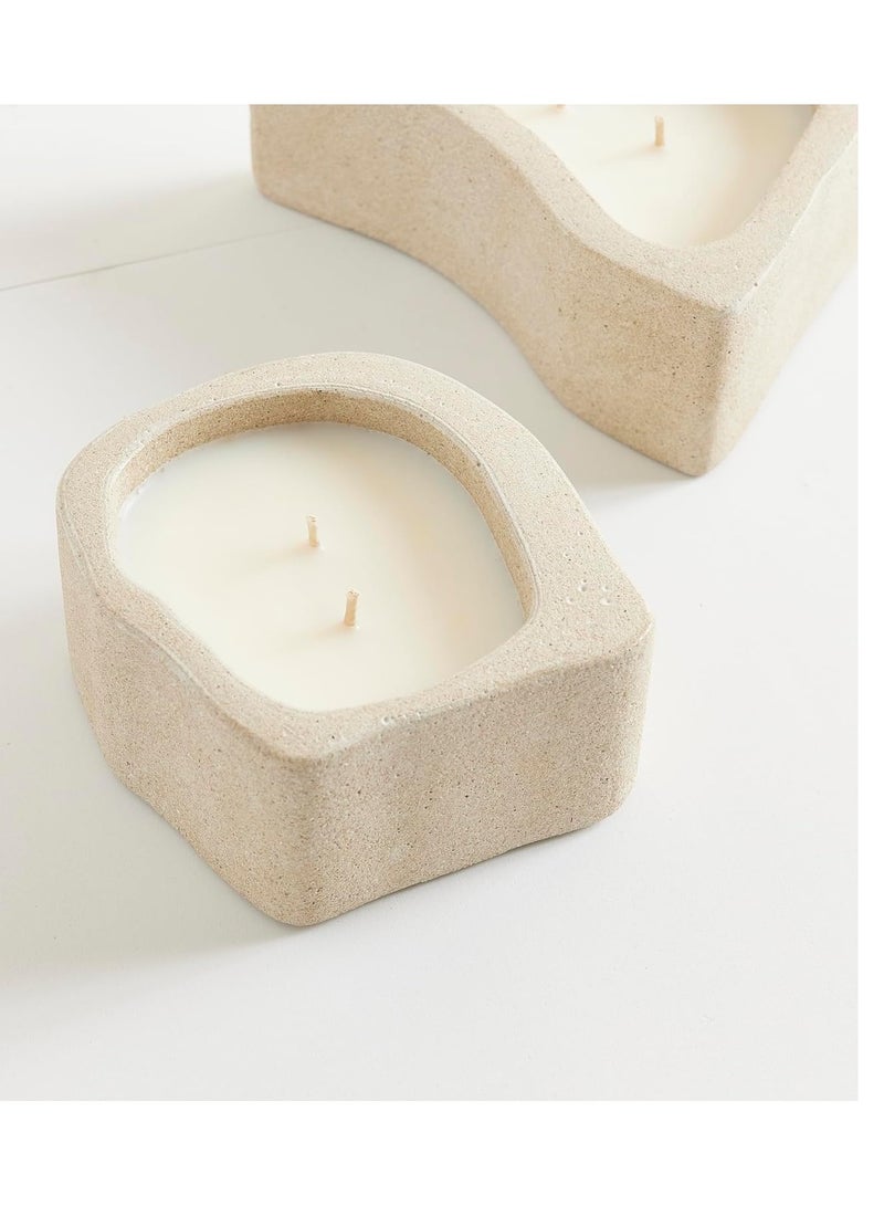 INNARA Sonder 3 Soy Wax Concrete Candle Set, 550g - Deep Fig & Tuberose Scents, Phthalate-Free Oil, Made From Recycled Materials, Reusable Container, Clean Cotton Wicks, 75 Hours Burn Time, Beige  - Image 3