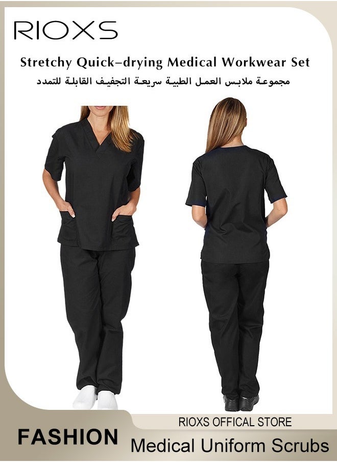 Unisex Medical Uniform Scrubs, Women And Men Scrubs Set, Professionals Medical Scrubs Short Sleeve Top And Pants For Workwear, Soft Stretch V-Neck Top And Trousers - pzsku/Z8B7ADA124E44CD634894Z/45/_/1726034367/0d34ad9b-0c14-4f3e-a622-c7fd7f467509