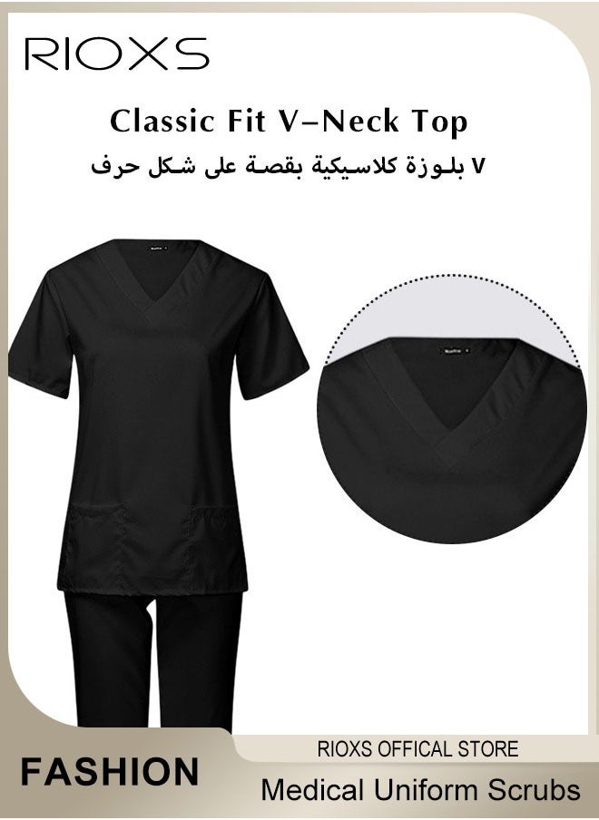 Unisex Medical Uniform Scrubs, Women And Men Scrubs Set, Professionals Medical Scrubs Short Sleeve Top And Pants For Workwear, Soft Stretch V-Neck Top And Trousers - pzsku/Z8B7ADA124E44CD634894Z/45/_/1734748204/852393fb-f914-403c-b177-b4b9667fbe89