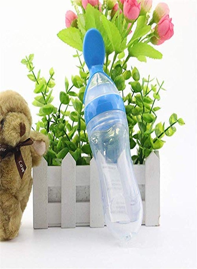 First trend Squeezy Silicone Food Feeder with Spoon, 125ml (Blue) - Image 3
