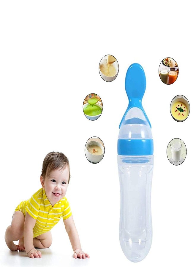 First trend Squeezy Silicone Food Feeder with Spoon, 125ml (Blue) - Image 4
