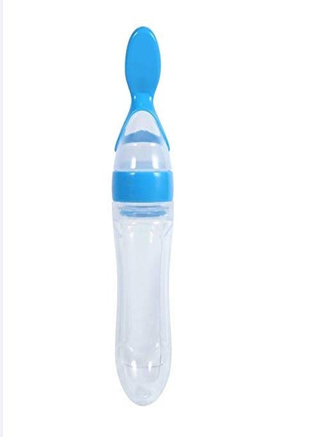 First trend Squeezy Silicone Food Feeder with Spoon, 125ml (Blue) - Image 1