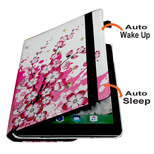 JYtrend Smart Case for iPad 5th / 6th Generation (9.7") with Pencil Holder, Rotating Stand Magnetic Auto Wake Up/Sleep Cover for 2017/2018 iPad 9.7 Model A1893 A1954 A1822 A1823 (Pink White Flower) - Image 3