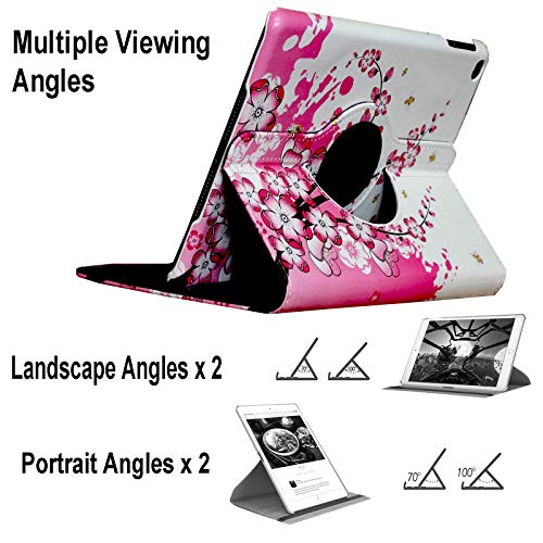 JYtrend Smart Case for iPad 5th / 6th Generation (9.7") with Pencil Holder, Rotating Stand Magnetic Auto Wake Up/Sleep Cover for 2017/2018 iPad 9.7 Model A1893 A1954 A1822 A1823 (Pink White Flower) - Image 4