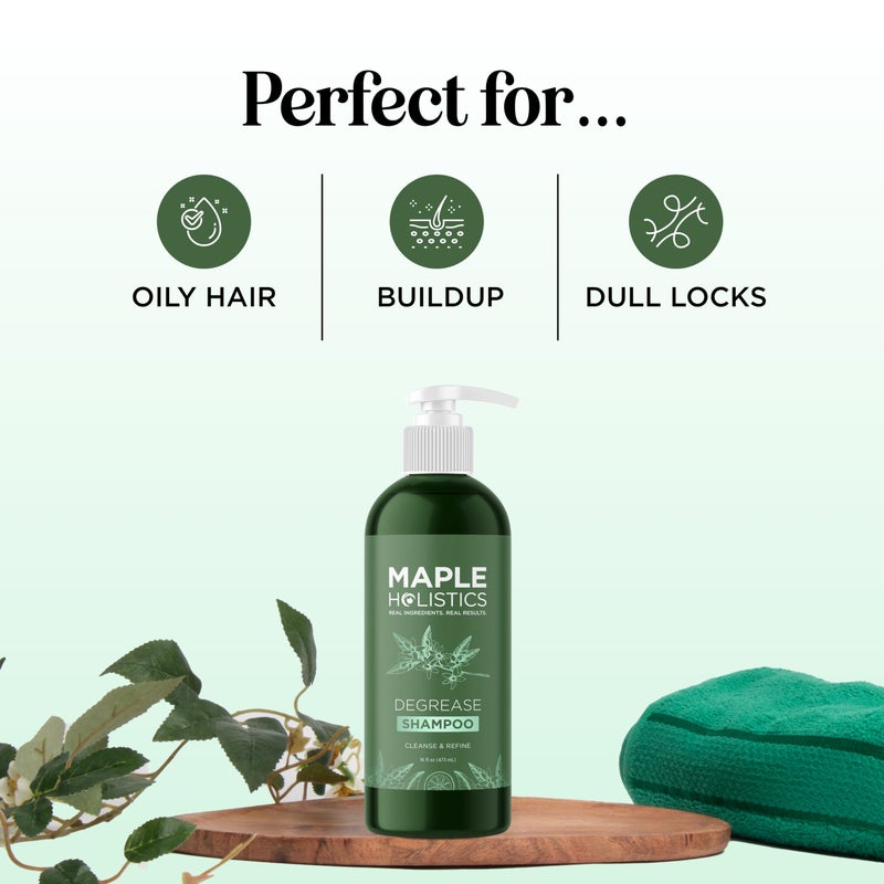 Maple Holistics Clarifying Shampoo for Oily Hair and Scalp - Degrease Deep Cleansing Shampoo Build Up Remover with Rosemary Oil for Greasy Hair & Scalp - Vegan Color Safe Sulfate Paraben & Cruelty Free (16 Fl Oz) - Image 2