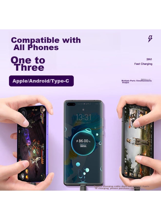 Stiger Data Cable, Three-in 5a Fast Charging 66w, Suitable For Huawei Mate 70, Apple Type-c Charger Cable, Iphone 14/13/oppo/xiaomi, Upgraded One-to - Image 4