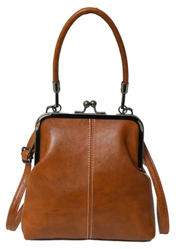 Jusavie Women's Kiss Lock Crossbody Bag PU Leather Kiss Clasp Purse Handbags Crossbody Shoulder Bags Hobo Tote Purses Wallet - Image 1