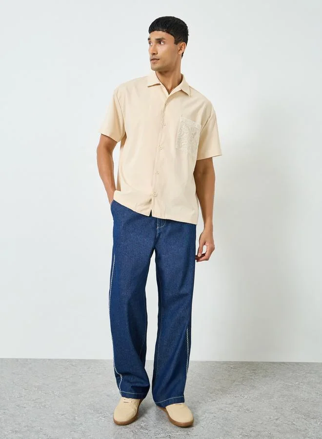 Styli Men Baggy Jeans with Contrast Stitch