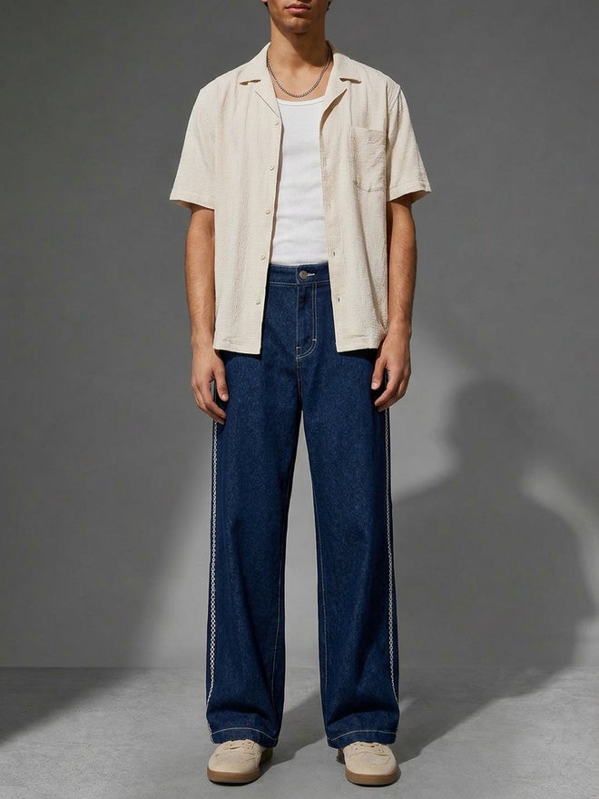 Styli Men Baggy Jeans with Contrast Stitch - Image 2