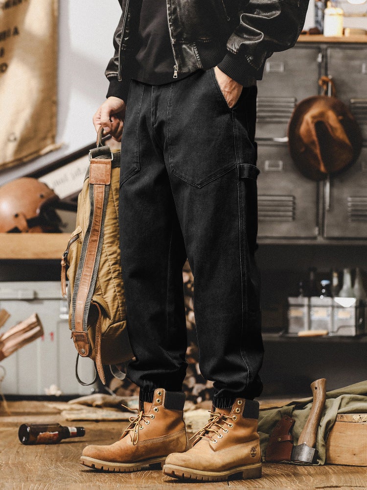 American Retro Heavy Work Pants Mens Autumn New Fashionable Brand Loose Casual Pants Outdoor Leg Trousers Black [360g heavy weight]