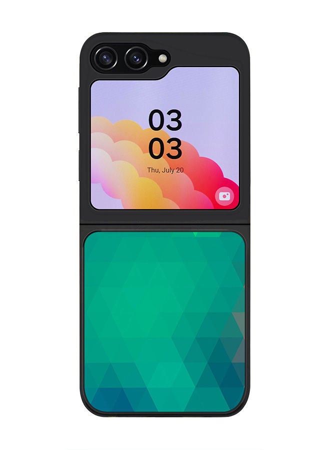 Stylizedd Rugged Black edge case for Samsung Galaxy Z Flip5, Slim fit Soft Case Flexible Rubber Edges Anti Drop TPU Gel Thin Cover -  Emerald Prism - Image 1