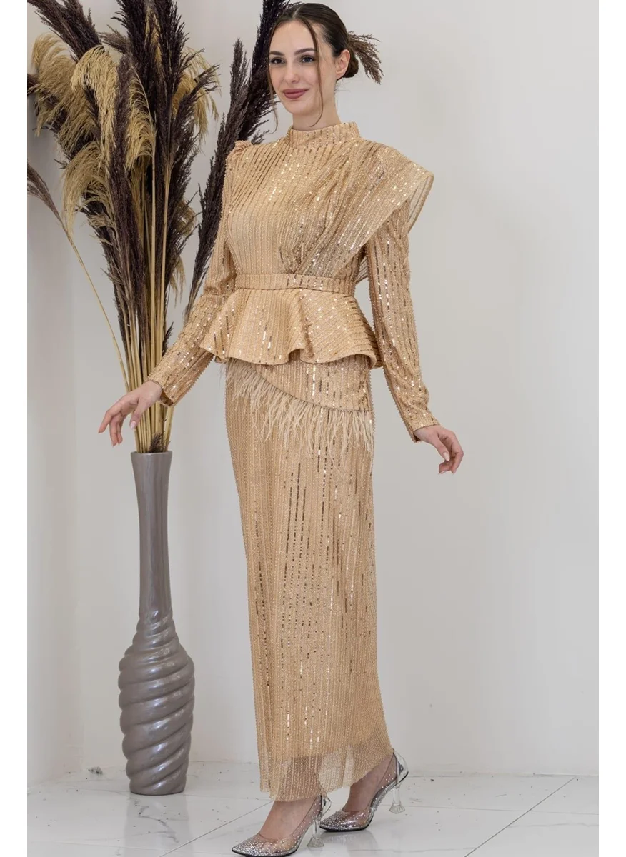 Esilanur Pamira Hijab Evening Dress Gold