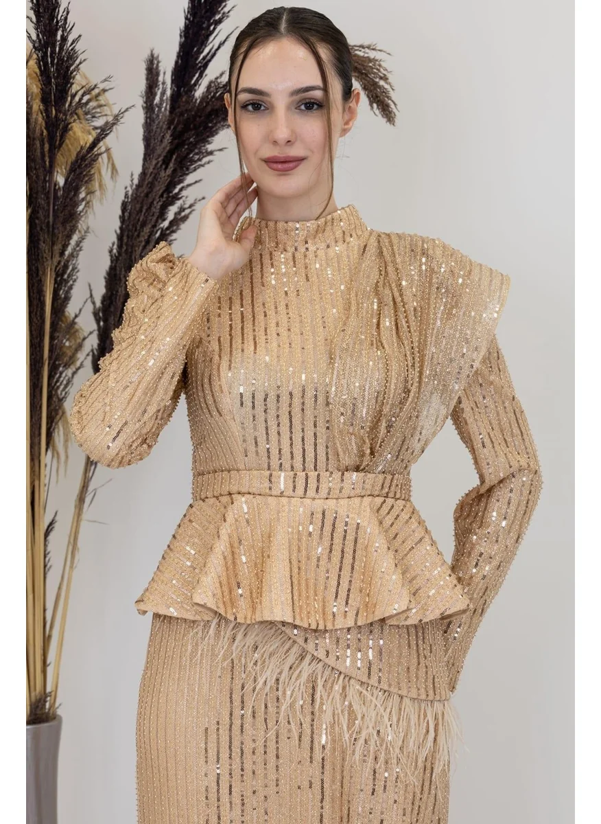 Esilanur Pamira Hijab Evening Dress Gold