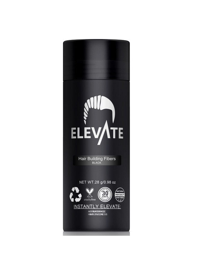 Elevate Hair Fibers For Thinning Hair (Black) 100% Natural & Undetectable Keratin Hair Fibers To Instantly Thicken Thinning & Balding Hair In 30 Sec For Men & Women Natural Hair Loss Concealer 28G - Image 1