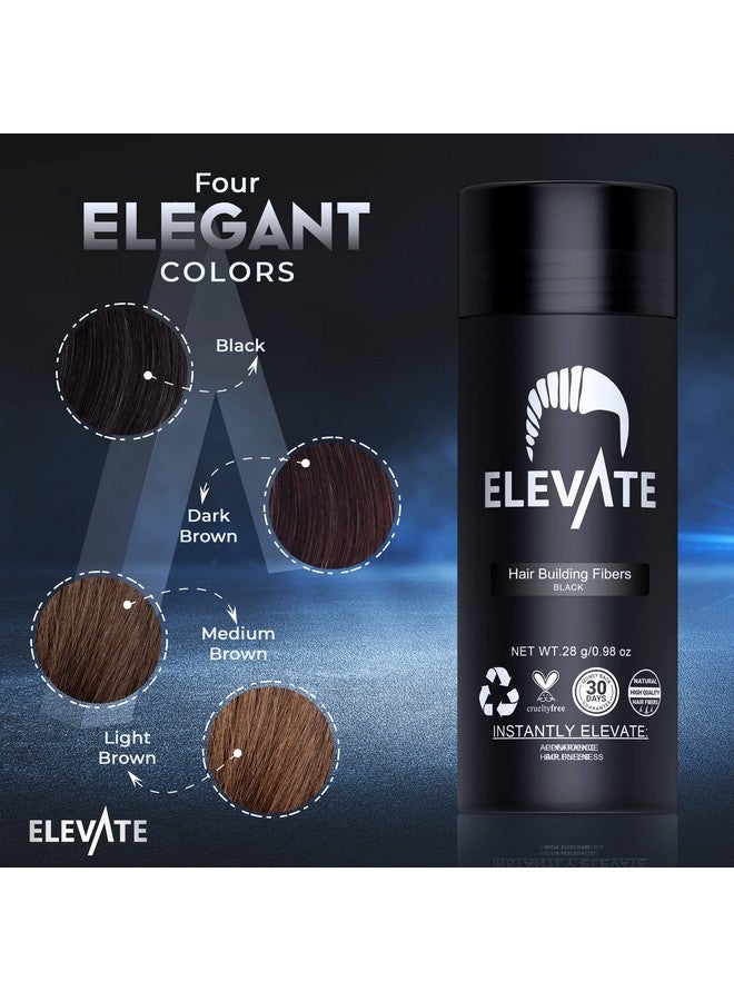 Elevate Hair Fibers For Thinning Hair (Black) 100% Natural & Undetectable Keratin Hair Fibers To Instantly Thicken Thinning & Balding Hair In 30 Sec For Men & Women Natural Hair Loss Concealer 28G - Image 4