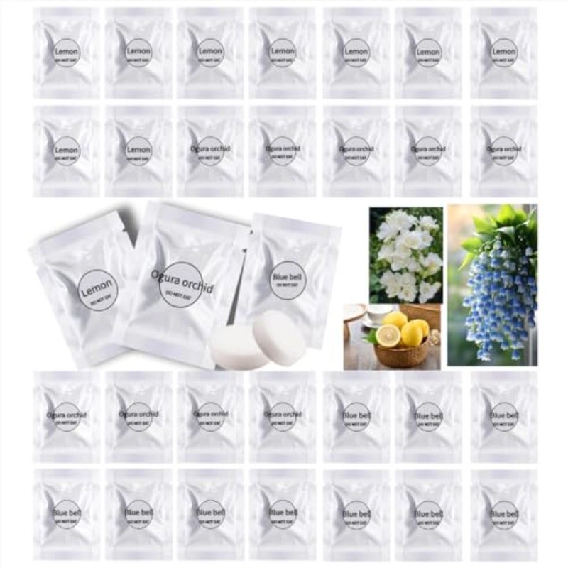 Car Air Freshener Refills 30 Pcs Individual Package Car Air Vent Clip Replacement Pads Solid Fragrance Scent Air Freshener Refill Tablets Lemon+Freesia+Blue bell - Image 2