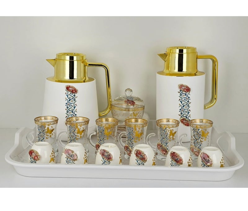 Damanhoor Insulated Tea And Coffee Serving Set With Inner Glass Lining For Home And Guest Use - Image 1
