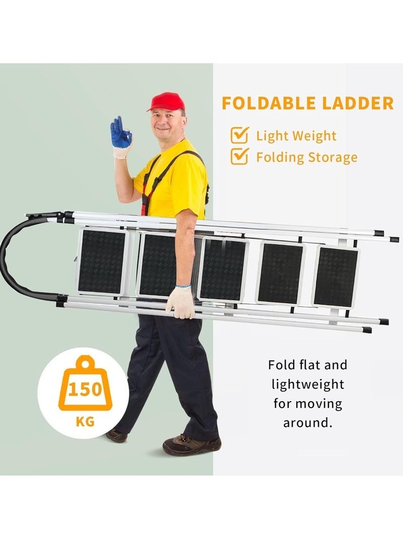 Yoawllty 5 Steps Folding Ladder, Home Ladder with Wide Anti-Slip Pedal, Durable Steel Folding Ladder for Home, Kitchen, Garden, Office  - Image 3