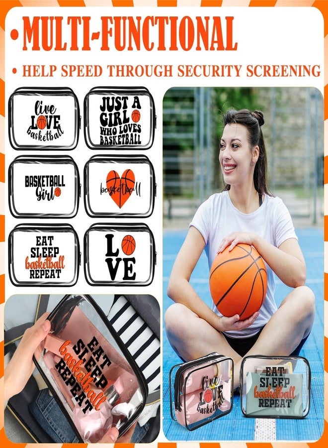 Reginary 12 Pcs 7 x 4.7 x 2.4'' Basketball Makeup Bag Clear Cosmetic Case Basketball Team Gifts Sport Goodie Bag Stuffers Accessories for Woman Toiletry Zipper Pouch Team Party Favors - Image 5