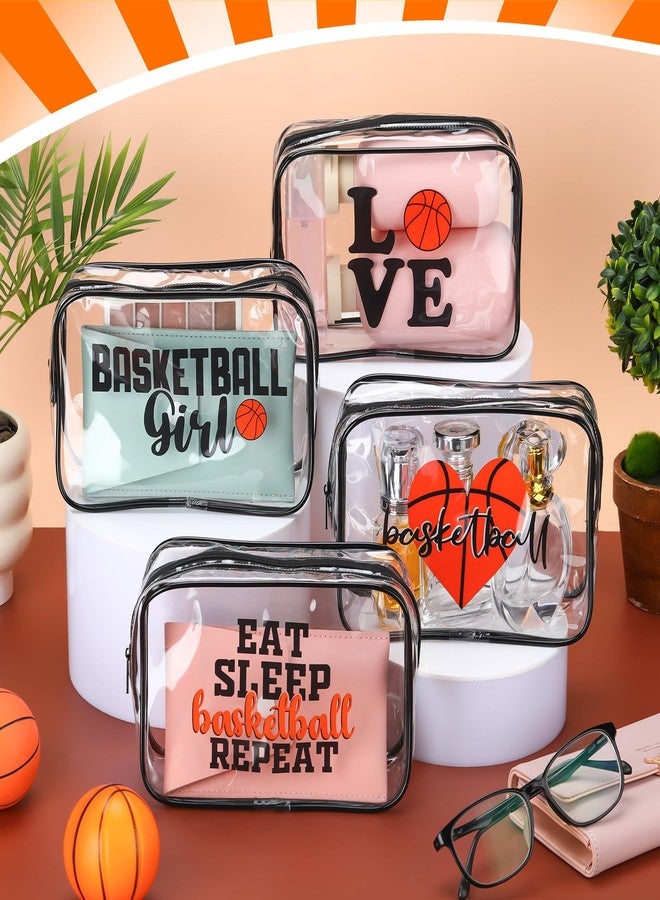 Reginary 12 Pcs 7 x 4.7 x 2.4'' Basketball Makeup Bag Clear Cosmetic Case Basketball Team Gifts Sport Goodie Bag Stuffers Accessories for Woman Toiletry Zipper Pouch Team Party Favors - Image 4